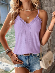 Amara Top | Kanten Zomertop met V-hals en Spaghetti Bandjes