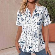 Flora Blouse | Zomerse Bloemenblouse met Korte Mouwen en Luchtige Pasvorm