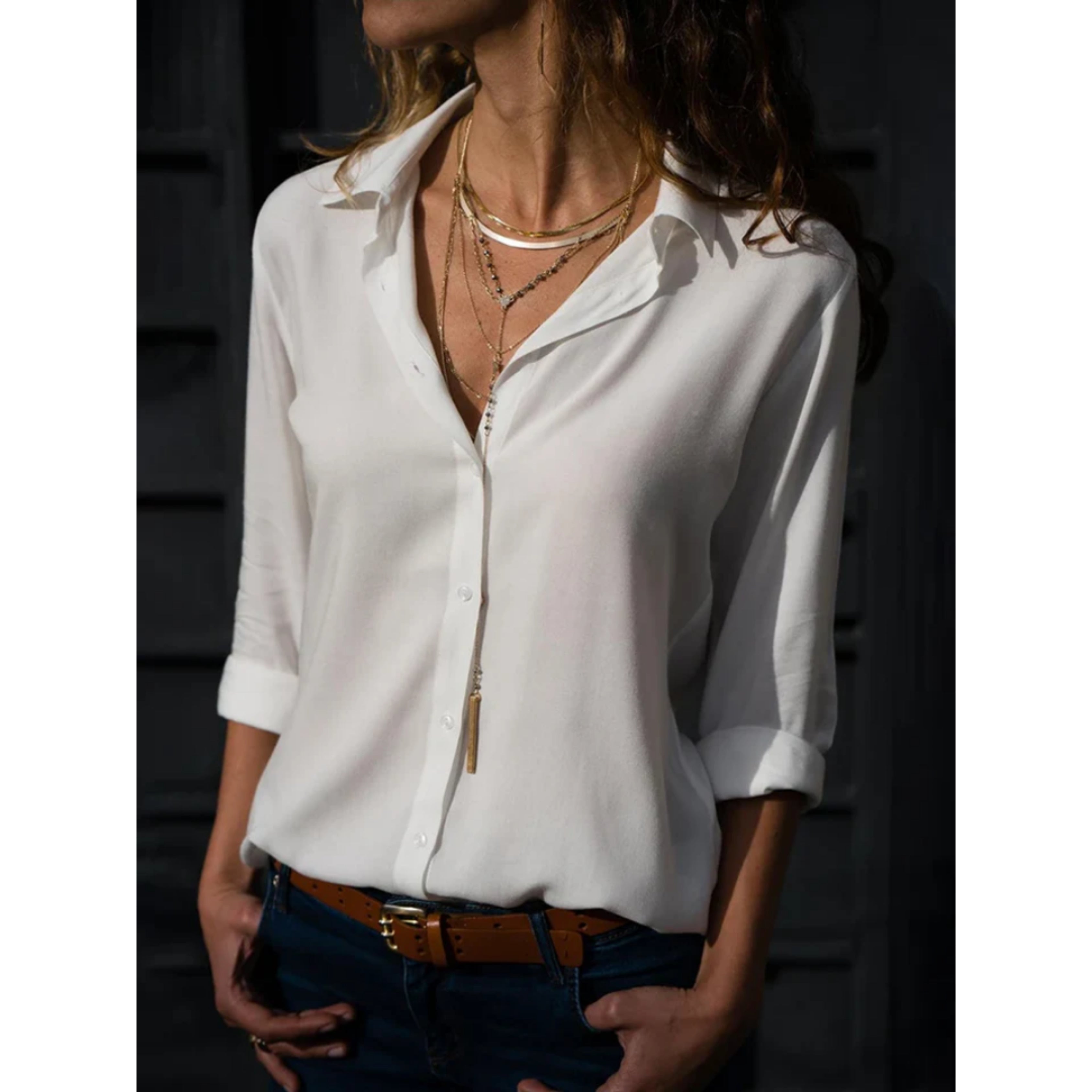 Kayleigh Blouse | Klassieke Button-Up Blouse met Tijdloze Pasvorm en Ademend Comfort
