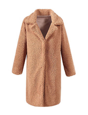 Isabella Teddy Jas | Lange Dames Jas van Zacht Teddy Fleece met Reverskraag