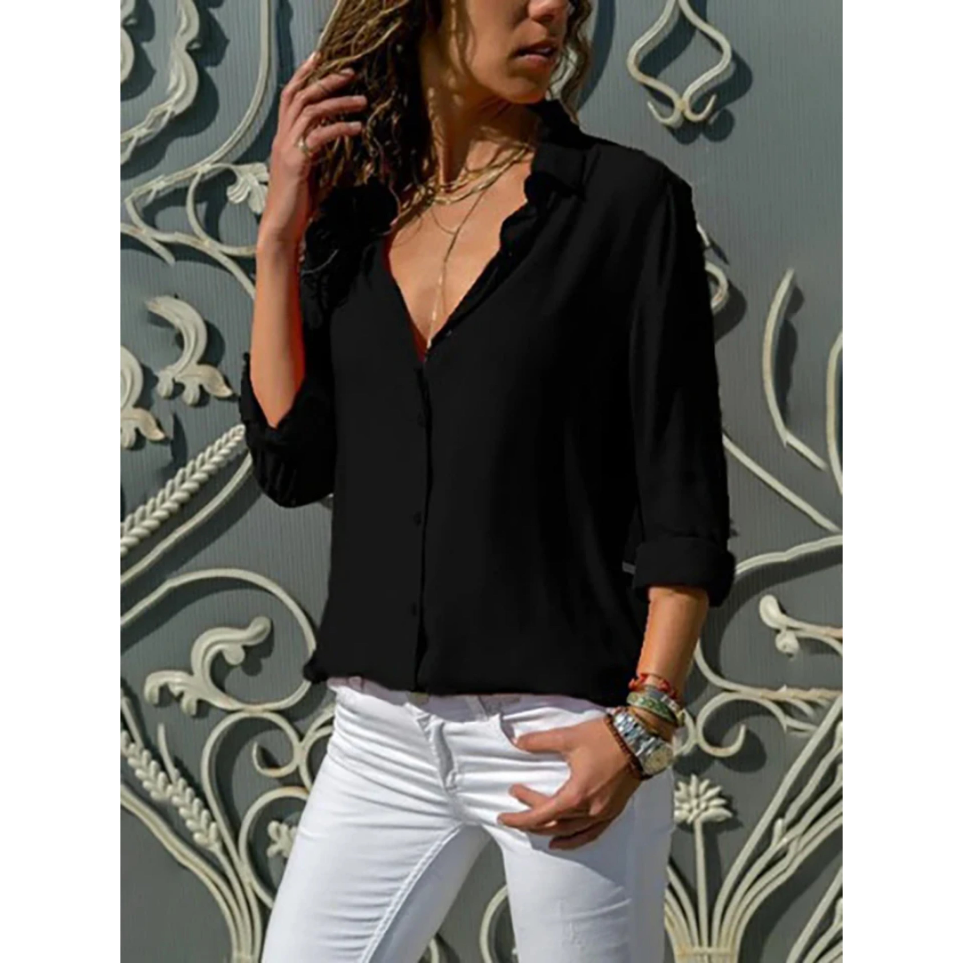 Kayleigh Blouse | Klassieke Button-Up Blouse met Tijdloze Pasvorm en Ademend Comfort