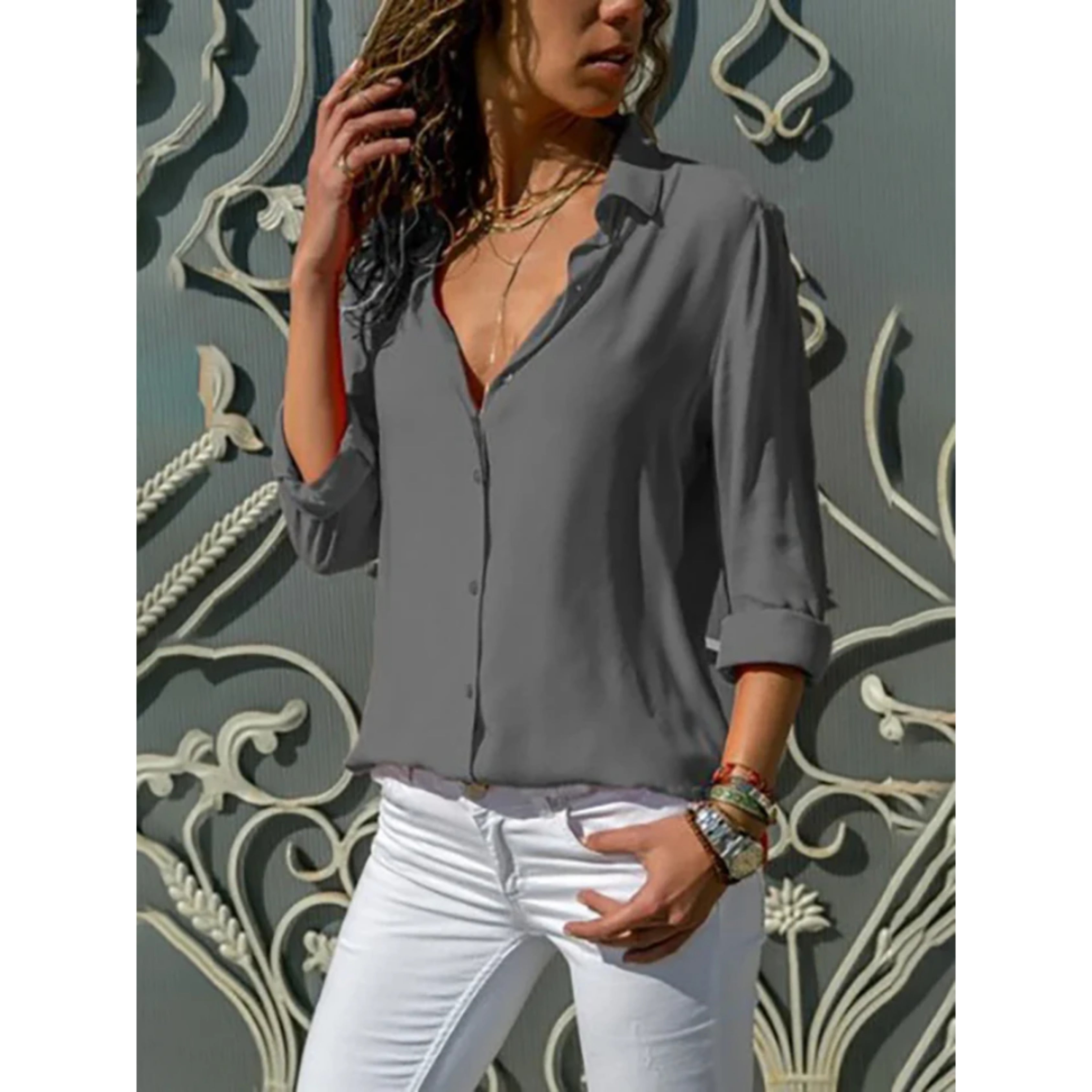 Kayleigh Blouse | Klassieke Button-Up Blouse met Tijdloze Pasvorm en Ademend Comfort