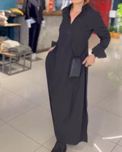 Antonella Jurk | Maxi Jurk met Split, V-Hals en Tijdloze Elegantie