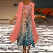 Elena Jurk | Gelaagde Midi-Jurk met Elegante Overlay voor Vier Seizoenen Stijl