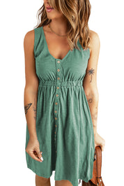 Elisa Jurk | Mouwloze Mini Zomerjurk met Hoge Taille en V-Hals