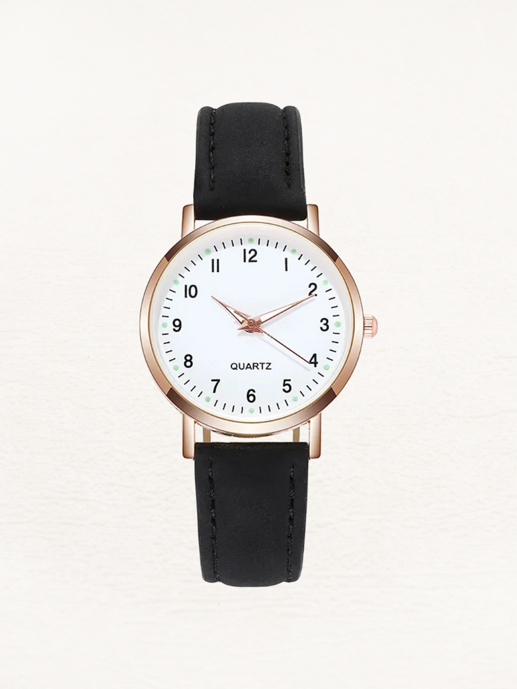 Giulia Leren Dames Horloge Rosé Goud | Elegant & Tijdloos Design