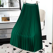 Luna satijnen plooirok – hoge taille midi-rok met elegante glans