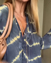 Aurelia Jurk | Zomerse V-Hals Jurk met Boho Print, Losse Pasvorm en Zakken