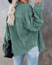 Serafina Top | Fluwelen Dames Top met Knoopsluiting en Vintage Uitstraling