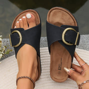 Dames Slippers Orthopedisch Gesp Kurk Zool Comfort - Zwart / Lichtroze / Khaki - Maelen