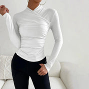 Wikkeltop Dames Lange Mouwen Ruches Strak Aansluitend - Beige / Roze / Zwart - Maelen