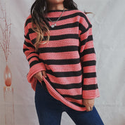 Martina Wool Sweater | Zachte Damestrui met Felle Strepen en Comfortabele Oversized Pasvorm