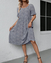 Liliana Dress | Jurk met Ronde Hals en Vrouwelijke Bloemenprint