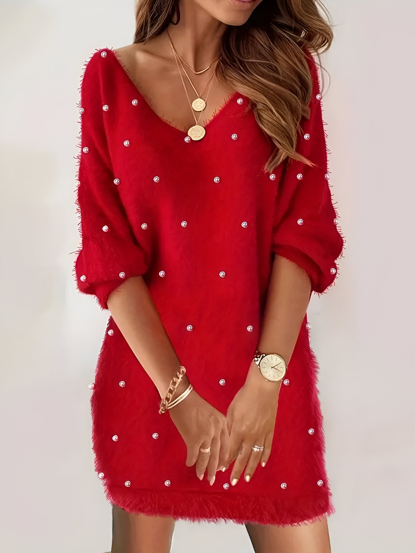 Aurora Sheer Shirt Dress | Dames Blousejurk met Verfijnde V-Hals en Luchtige, Half Doorschijnende Stof