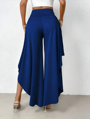 Elena Wide-Leg Pants | Damesbroek met Hoge Taille, Asymmetrische Zoom en Luchtige Wijde Pijpen