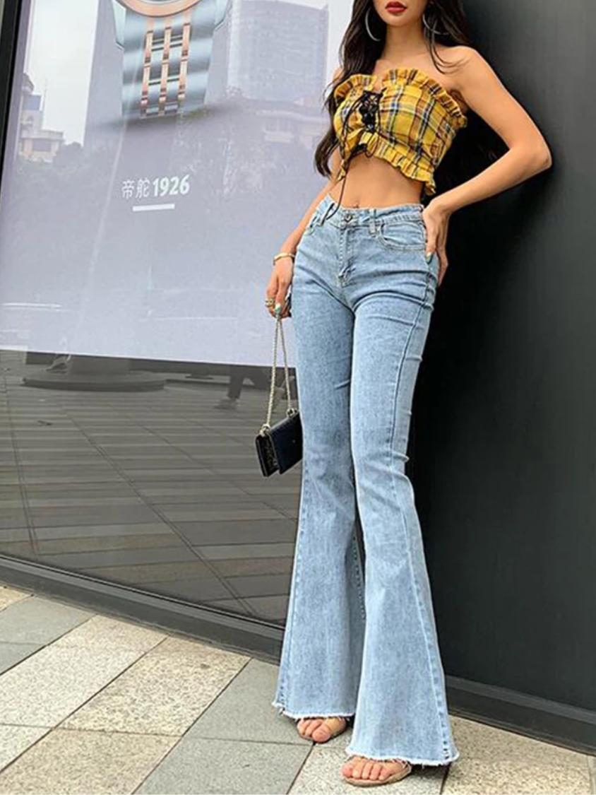 Giulia Casual Slim Fit Spijkerbroek | Hoge Taille Uitlopende Denim met Veelzijdige Pasvorm voor Elke Gelegenheid