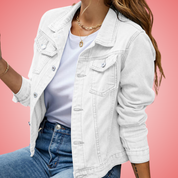 Rafaela Jas | Korte Denim Jas met Opgerolde Mouwen en Trendy Pasvorm