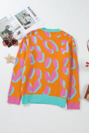 Luna Trui | Levendige Luipaardprint Colorblock Trui voor dames