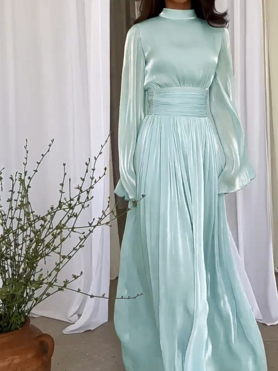 Elena Jurk | Vloeiende Maxi Jurk met Strikceintuur en Elegante Plooidetails