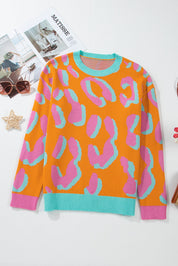 Luna Trui | Levendige Luipaardprint Colorblock Trui voor dames