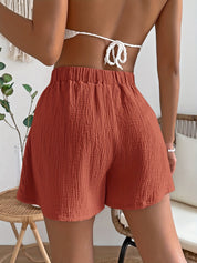 Alba Shorts | Hoge Taille Dames Shorts van Sneldrogend Katoen met Gebreide Look