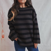Martina Wool Sweater | Zachte Damestrui met Felle Strepen en Comfortabele Oversized Pasvorm