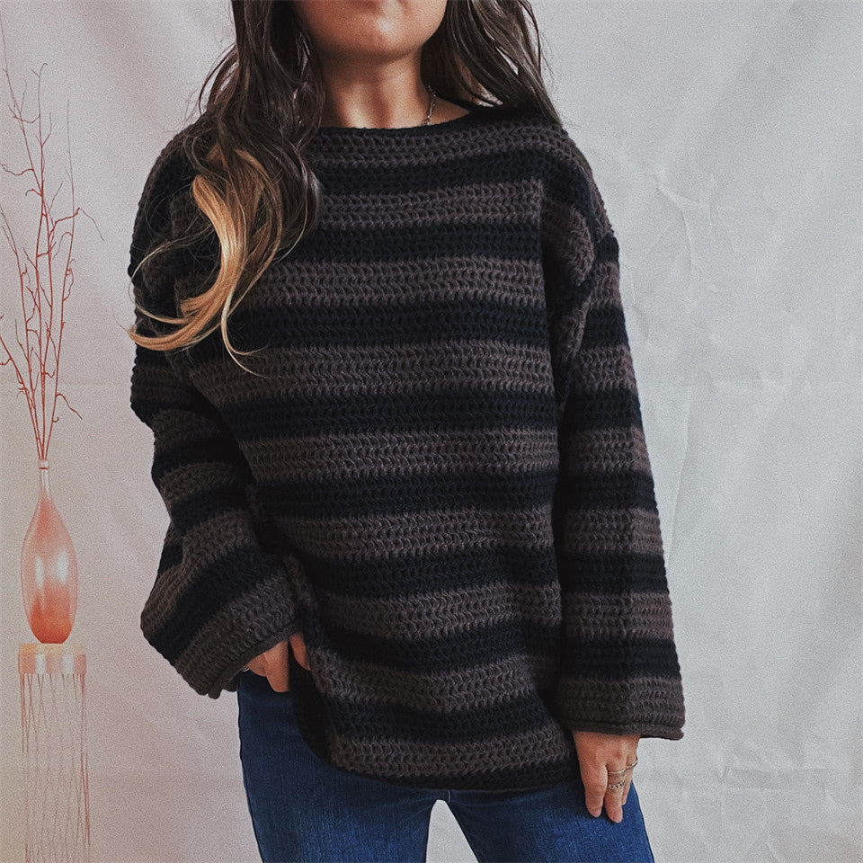Martina Wool Sweater | Zachte Damestrui met Felle Strepen en Comfortabele Oversized Pasvorm