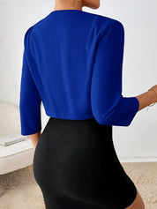 Viviana Blazer | Korte Open Blazer met Plissé Details en Driekwart Mouwen