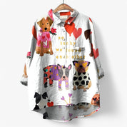 Giulia Dames blouse met grafisch print – lichte stijlvolle blouse voor herfst winter