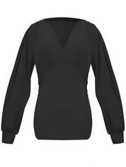 Caylee Top | Elegante Damestop met lange Lantaarnmouwen en Lage Taille