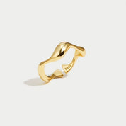 Dames Ring 18K Verguld Sterling Zilver Golvend Verstelbaar - Goud - Maelen