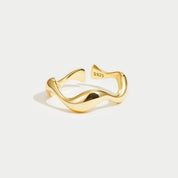 Dames Ring 18K Verguld Sterling Zilver Golvend Verstelbaar - Goud - Maelen