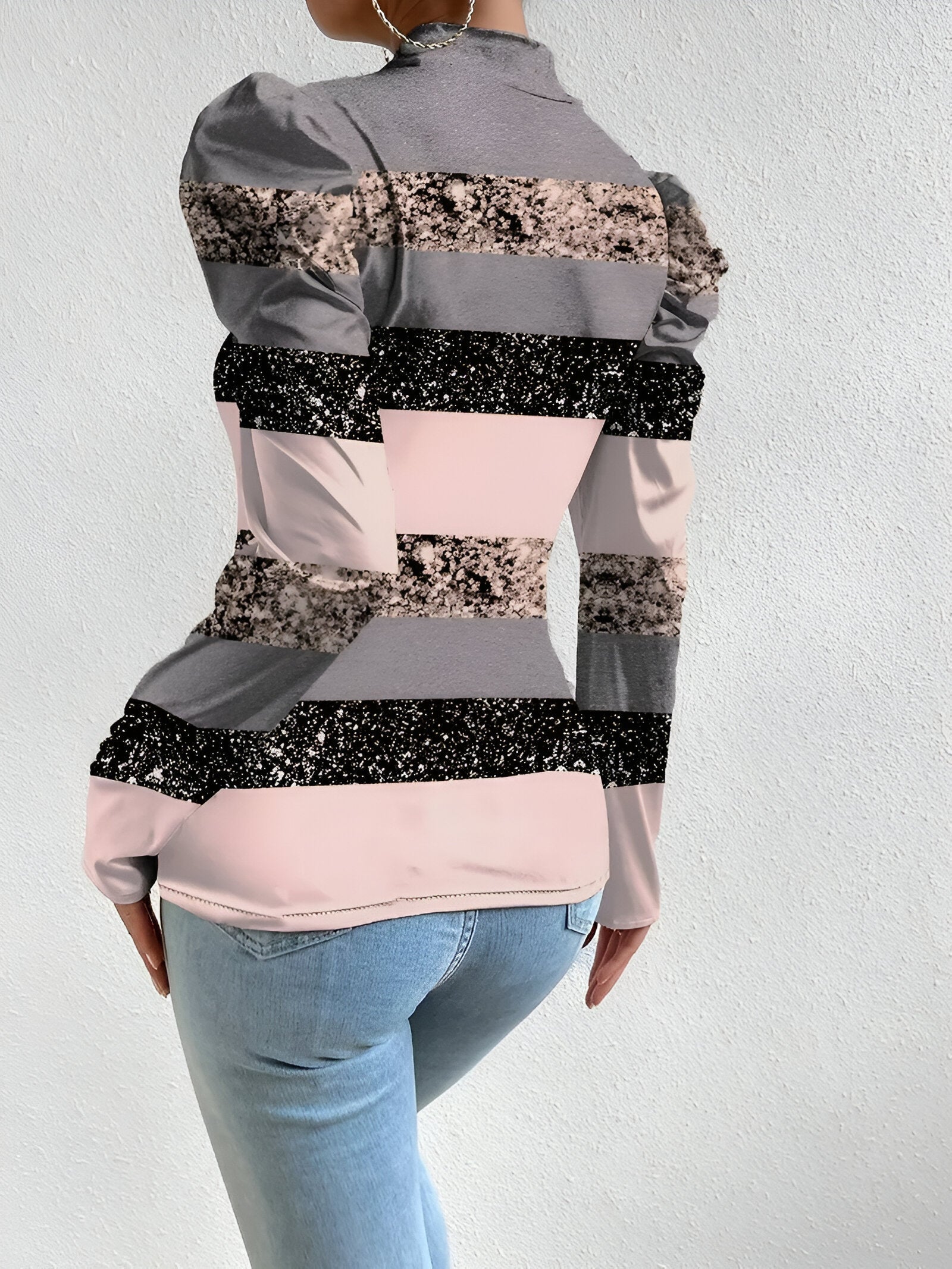 Valentina Floral Blouse | Damesblouse met Opstaande Kraag, Speelse Bloemenprint en Verfijnde Pofmouwen