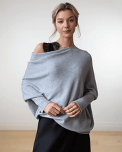 Sofia Off shoulder trui dames – losse gebreide trui met elegante open schouderlijn