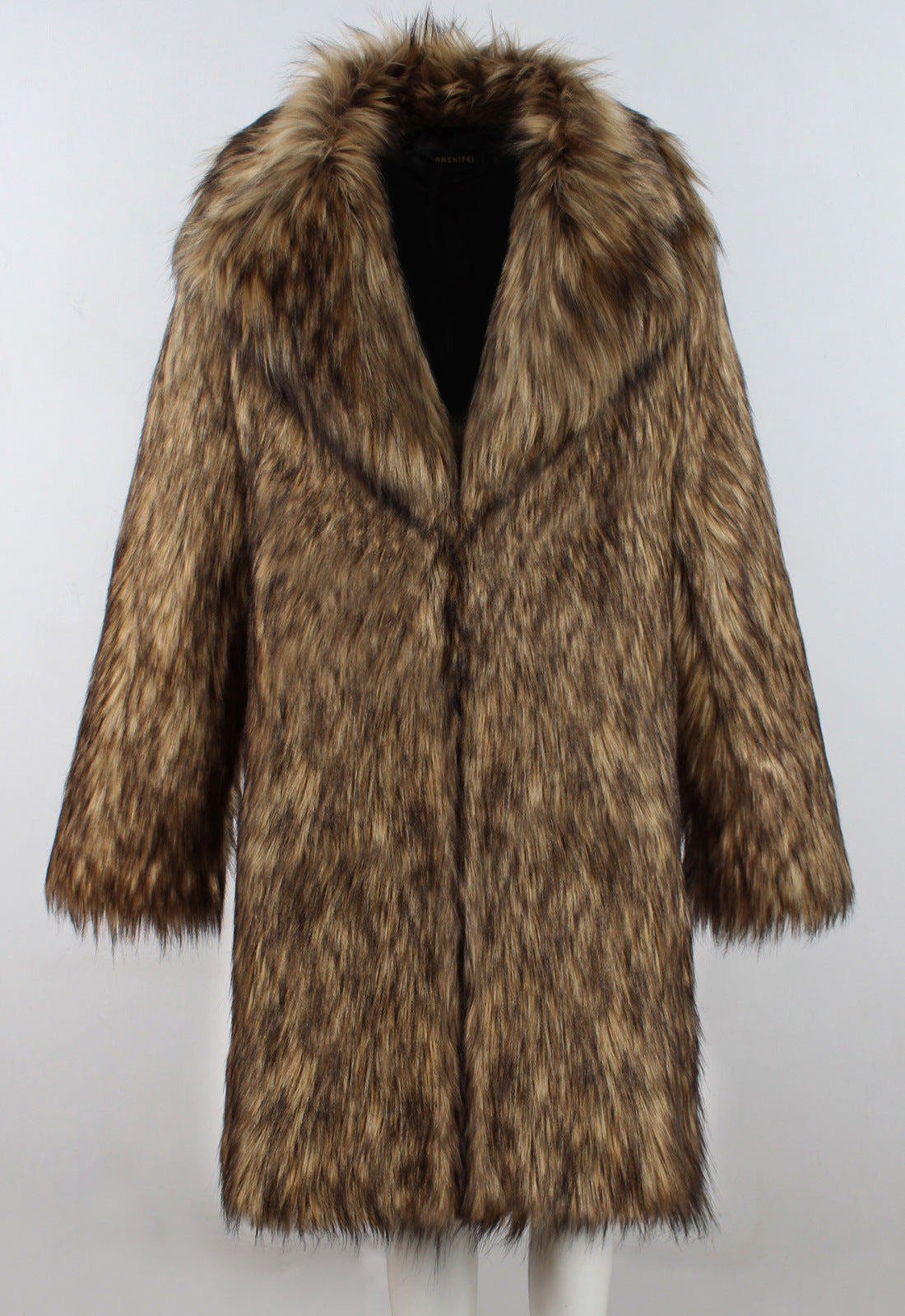 Carina Kunstbont Jas | Lange Dames Jas van Zacht Faux Fur met Brede Kraag en Luxe Pasvorm