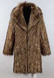 Carina Kunstbont Jas | Lange Dames Jas van Zacht Faux Fur met Brede Kraag en Luxe Pasvorm