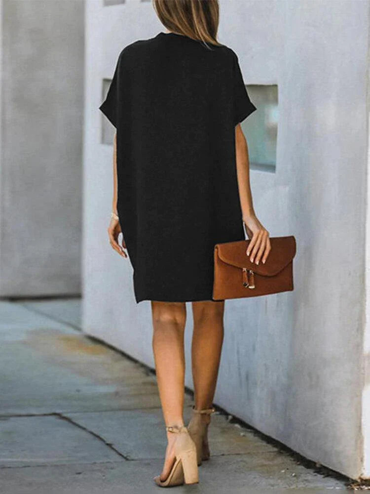 Valerie Vrijetijdsjurk | Elegante V-Hals met Losse Pasvorm en Korte Mouwen voor Zomerse Stijl