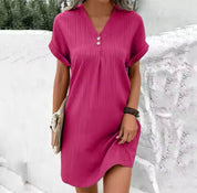 Dames Zomerjurk V-Hals Korte Mouwen Casual Strand - Groen / Zwart / Roze - Maelen