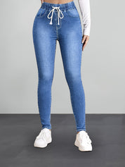 Nina Jegging | Slim Fit Stretch Jegging met Elastische Tailleband en Denim Look