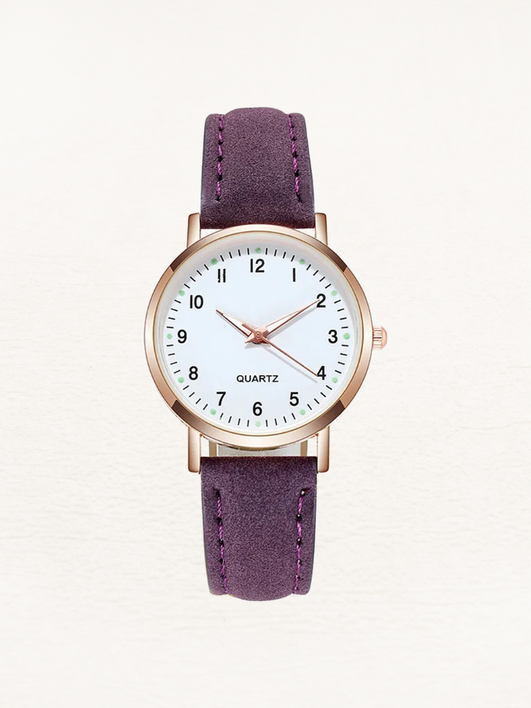 Giulia Leren Dames Horloge Rosé Goud | Elegant & Tijdloos Design