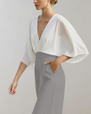 Dames Jumpsuit Wijde Pijpen Feestelijk Bruiloft Gast Avond Elegant - Wit / Roze / Blauw - Maelen