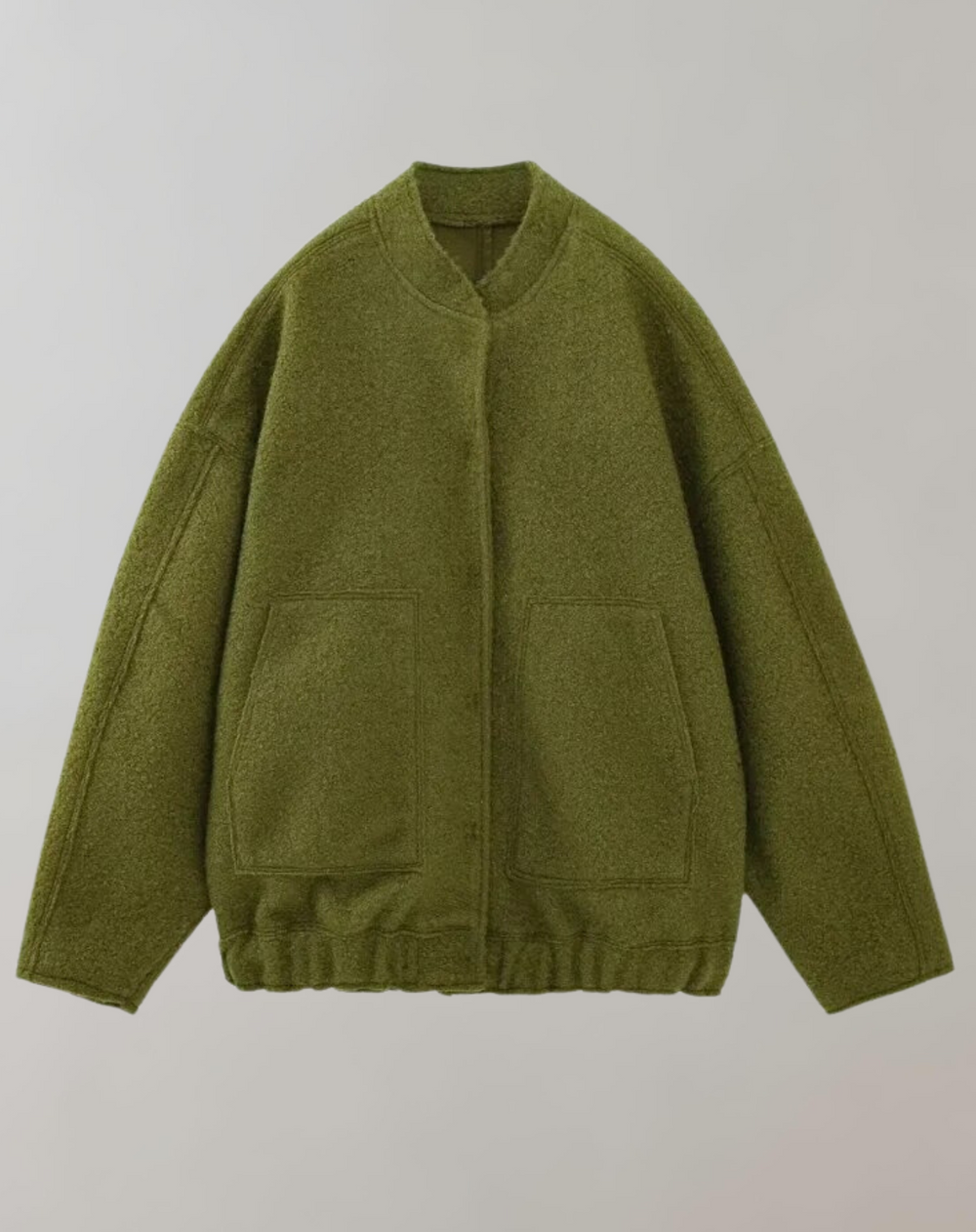 Adeline Bomber Jacket | Trendy Oversized Dames Bomberjack met Opstaande Kraag en Verborgen Sluiting