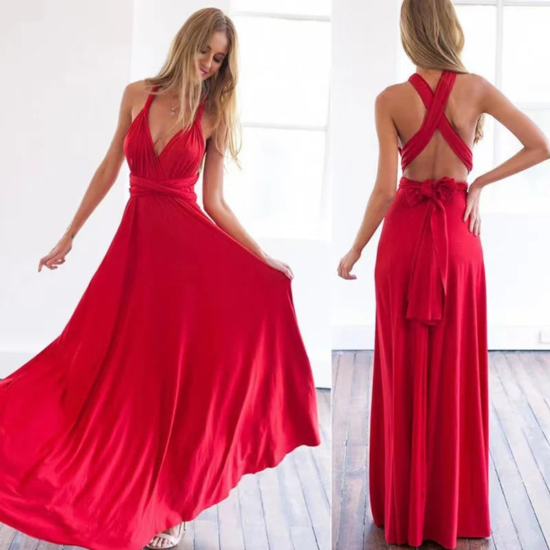 Alessia Jurk | Elegante Maxi Damesjurk met V-Hals en Strappy Details