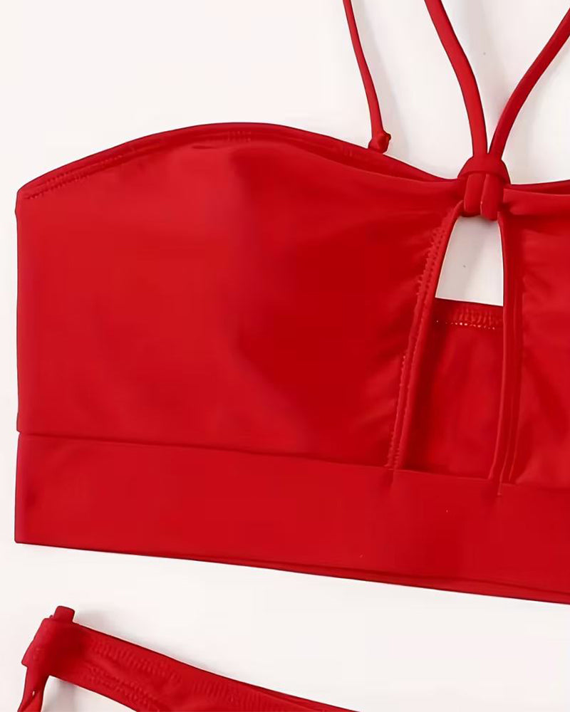 String Bikini Set Dames met Verstelbare Strikjes en Halter Top - Serena Palomino