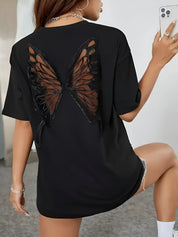 Bellamy T-Shirt | Cropped T-Shirt met Vlinderkant en Half Lange Mouwen