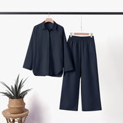 Aerielle Set | Comfortabele Damesset met Losvallende Broek en Overhemd van Luchtige Stof