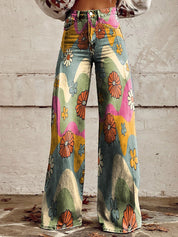 Rosa Jeans | Dames Jeans met Bloemenprint en Comfortabele Stretch Pasvorm