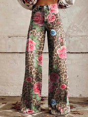 Rosa Jeans | Dames Jeans met Bloemenprint en Comfortabele Stretch Pasvorm