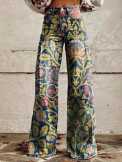 Rosa Jeans | Dames Jeans met Bloemenprint en Comfortabele Stretch Pasvorm