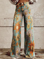 Rosa Jeans | Dames Jeans met Bloemenprint en Comfortabele Stretch Pasvorm